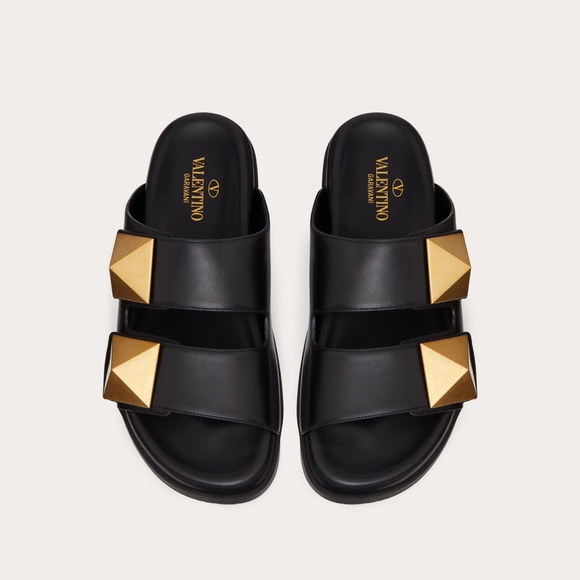 Valentino Shoes - Valentino One Stud Calfskin Slide Sandal Size 37